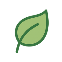 Green leaf icon badge on a white background signifying Eco-friendly tote bags