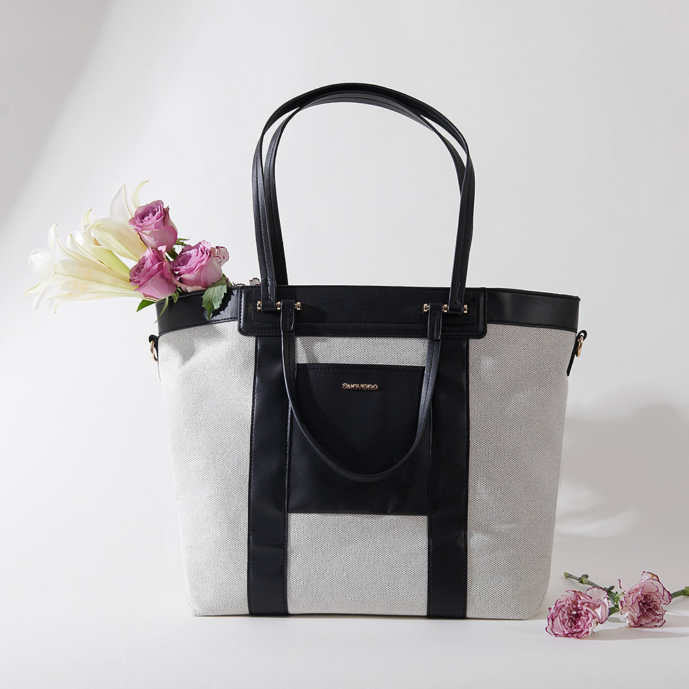 Diaper Bag Canvas Tote with Convertible Travel Mat