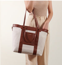 Diaper Bag Canvas Tote with Convertible Travel Mat