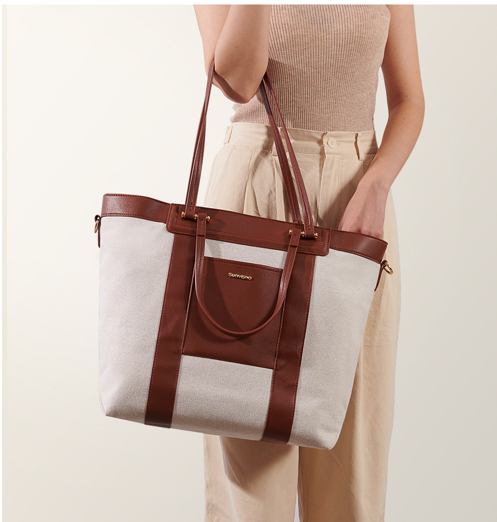 Diaper Bag Canvas Tote with Convertible Travel Mat