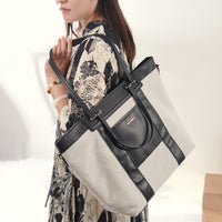 Diaper Bag Canvas Tote with Convertible Travel Mat