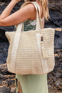 Izola Carry All Tassel Tote - Woven Straw Summer Bag