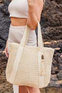 Izola Carry All Tassel Tote - Woven Straw Summer Bag