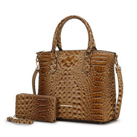 Statement Croc-Embossed Tote with Matching Pouch