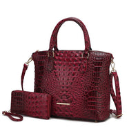 Statement Croc-Embossed Tote with Matching Pouch