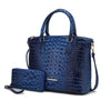 Statement Croc-Embossed Tote with Matching Pouch