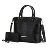 Statement Croc-Embossed Tote with Matching Pouch