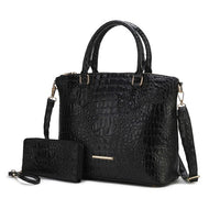 Statement Croc-Embossed Tote with Matching Pouch