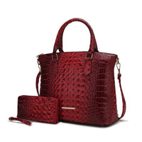 Statement Croc-Embossed Tote with Matching Pouch