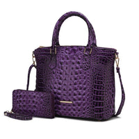 Statement Croc-Embossed Tote with Matching Pouch