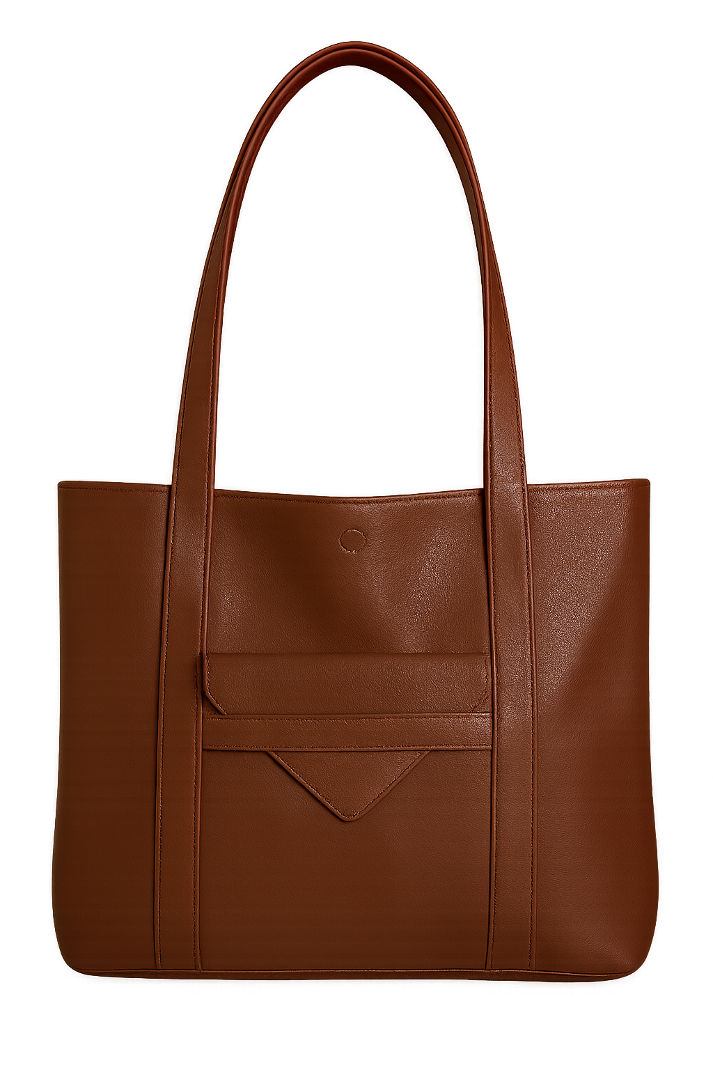 Espresso brown leather tote bag on a white background