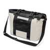 Black and white convertible diaper bag canvas tote with travel mat