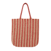 Striped red and beige tote bag on a white background