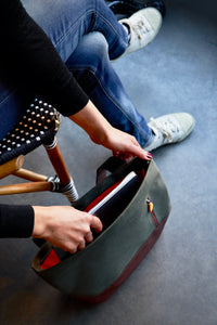 Interior view of Rockaway bag showing laptop sleeve and compartments