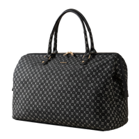 Black patterned handbag on a white background