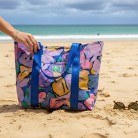 Jams World Purple Bouquet Lined Beach Tote Bag