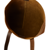 Brown leather saddle on a white background