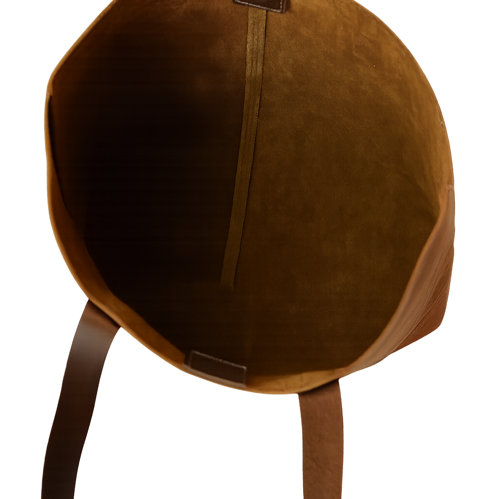 Brown leather saddle on a white background