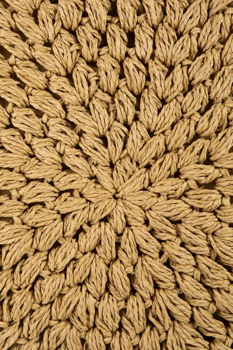 Circle Handle Circle Straw Braided Hand Bag
