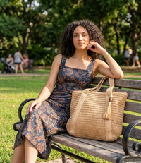 Izola Carry All Tassel Tote - Woven Straw Summer Bag